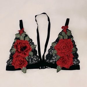 NEW Strap Strappy Lace Rose Floral Flower Bra Bralette